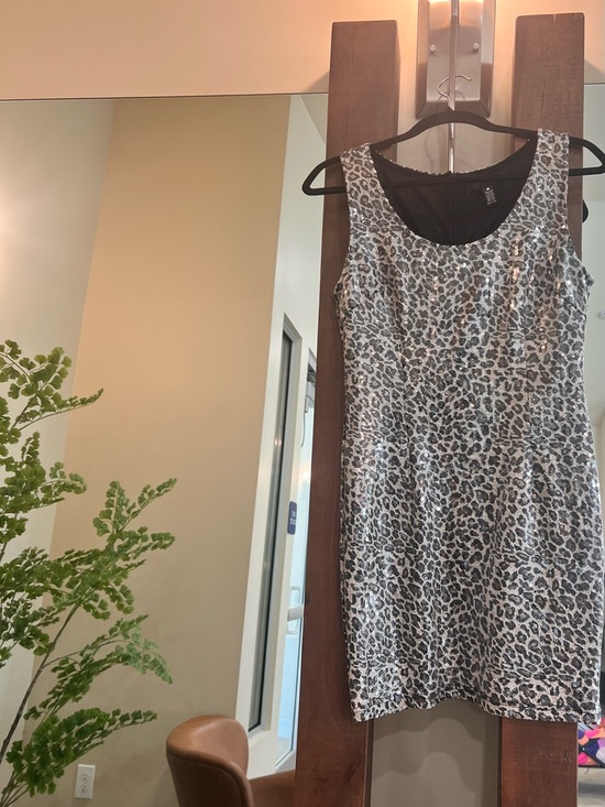 Aqua Dresses & Skirts - Aqua Silver Leopard Sequin Mini Dress